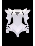Futuristic White Bodysuit with Voluminous Details