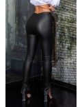 Faux Leather Leggings with Slits M311