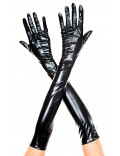 Long Shiny Wet Look Gloves - Black