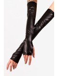 Long Faux Leather Fingerless Gloves XA167