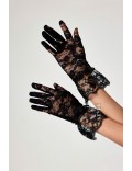 Black Lace Ruffled Gloves A1178