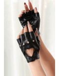Жіночі шкіряні рукавички без пальців X1181