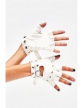 White leather fingerless gloves XT182