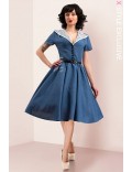 Vintage style linen retro dress X5353