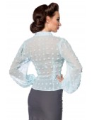 Шифонова блакитна блуза з довгим широким рукавом (101235) - 3, 8