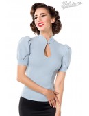 Вінтажна блуза с коротким рукавом-ліхтариком (101188) - foto