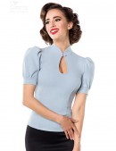 Vintage Blouse with Short Puff Sleeves (101188) - цена, 4