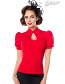 Red Retro Blouse with Puff Sleeves (101189) - foto