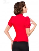 Red Retro Blouse with Puff Sleeves (101189) - 3, 8
