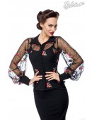 Sheer Elegant Blouse with Embroidered Floral Pattern (101234) - foto