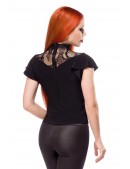 Blouse with Lace and Cap Sleeves (101245) - оригинальная одежда, 2