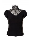 Blouse with Lace and Cap Sleeves (101245) - 3, 8