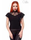Blouse with Lace and Cap Sleeves (101245) - foto