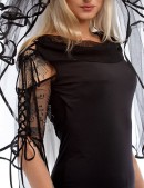 Блуза с сетчатыми рукавами и шнуровкой (101164) - цена, 4