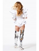 Futuristic White Bodysuit with Voluminous Details (129225) - 11, 24