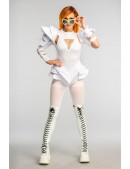 Futuristic White Bodysuit with Voluminous Details (129225) - цена, 4