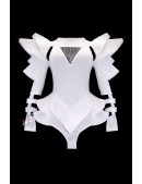 Futuristic White Bodysuit with Voluminous Details (129225) - foto