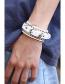 XTJ White Leather Studded Bracelet (710187) - цена, 4