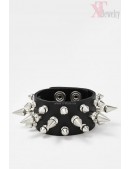PU Leather Wristband Cuff with Spikes (710192) - foto