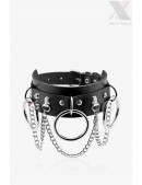 Wide Faux Leather Choker with Chains XC6240 (706240) - материал, 6