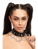 Wide Faux Leather Choker with Chains XC6240 (706240) - foto