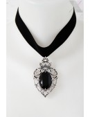 Velvet Choker with Silver-Plated Swarovski Pendant (706250) - цена, 4