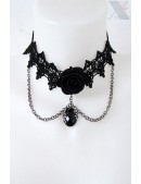 Lace Choker with Rose and Chains (706253) - цена, 4
