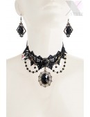 Black Rose Necklace & Earrings Set (713004) - цена, 4