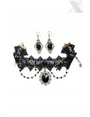 Black Rose Necklace & Earrings Set (713004) - материал, 6