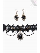 Black Rose Necklace & Earrings Set (713004) - foto