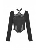 Turtleneck Longsleeve Top with Choker and Straps (141036) - 3, 8