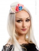 White Coctail Mini Hat with Roses (502063) - foto
