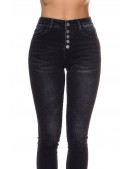 Вузькі чорні джинси з гудзиками RJ123 (108123) - цена, 4