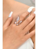 Big Butterfly Rose Gold-Plated Ring (708183) - цена, 4