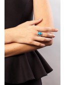 Large Silver-Plated Ring with Turquoise (708210) - цена, 4
