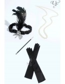 Аксесуари в стилі Гетсбі (рукавички, намисто, мундштук, пов'язка) (611011) - foto