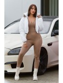 Padded White Women's Jacket with Hood and Fur E2037 (112037) - 5, 12