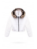 Padded White Women's Jacket with Hood and Fur E2037 (112037) - материал, 6