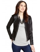 Women's Faux Leather Jacket with Cashmere Inserts (112110) - foto