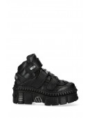 CASCO LATERAL Black Leather Platform Sneakers (314047) - 5, 12