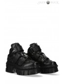 CASCO LATERAL Black Leather Platform Sneakers (314047) - foto