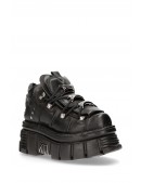 Nomada-106 Black Leather High Platform Sneakers (314029) - 4, 10