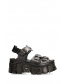 Bios Black Leather Platform Sandals (312011) - 6, 14