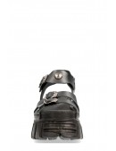 Bios Black Leather Platform Sandals (312011) - 4, 10