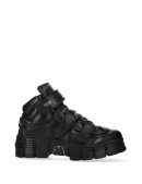 TOWER CASCO Black Leather Chunky Platform Sneakers (314030) - 3, 8