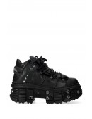 Черные кожаные кроссовки на высокой платформе TANK-106 (314033) - 5, 12