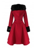 Вінтажне зимове пальто з капюшоном і хутром (80% вовна) (115090) - оригинальная одежда, 2