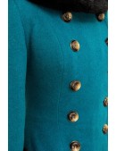 Зимове вовняне пальто з капюшоном та хутром X92 (115092) - цена, 4