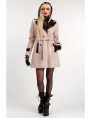 Зимове пальто з капюшоном та поясом X5047 (115047) - foto