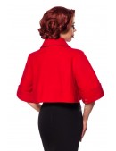 Retro Cropped Jacket with Wool - Red (114049) - цена, 4